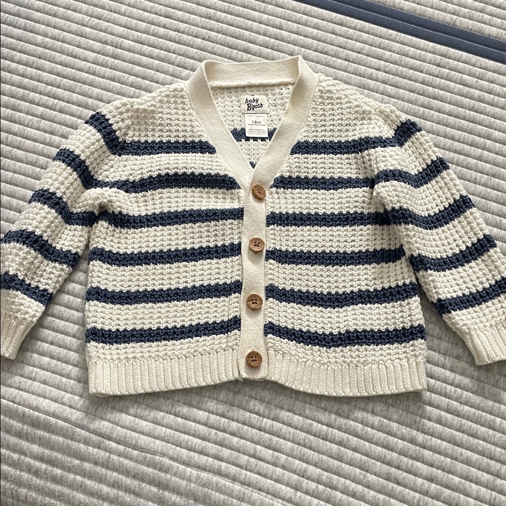 Toddler boy knitted button up sweater.